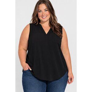 Torrid Black Georgette Popover V Neck Sleeveless Sheer Tunic Sz 2 2X 18 20